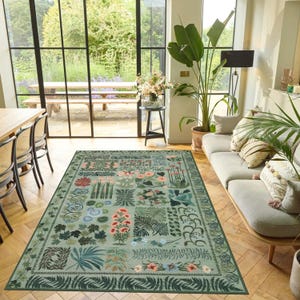 Boho Chic Elegance Floral Rug, Modern Floral Unique Rug, Costum Size Washable Rug, Distressed Large Area Rug, Rugs for Living Room Bedroom