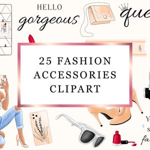 25 Girl Fashion Cliparts Bundle, Girl Graphics Digital Download, Fashion Boss Girly Clipart, Woman Clipart Printable Planner Stickers