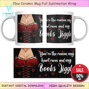 Funny Boob Jiggle Mug Cleavage Cup Wrap, Boobies Body Positive Art Ceramic Mug For Sublimation, Funny Boob Mug Gift for Her/Him, Topless Mug