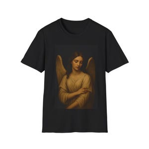 Overwatching Angel Women&#39;s T-Shirt - Vintage Angel Design, Spiritual Apparel, Thoughtful Gift, Casual Wear, Artistic Clothing