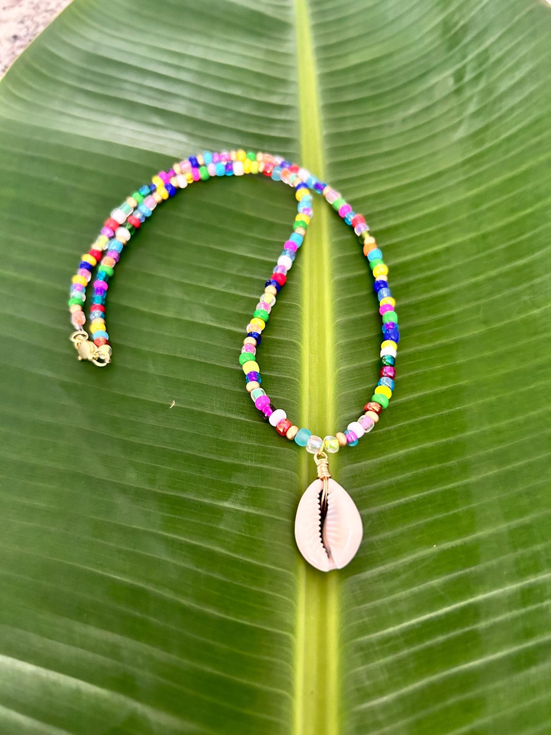 Colorful Beaded Choker With Cowrie Shell - Etsy