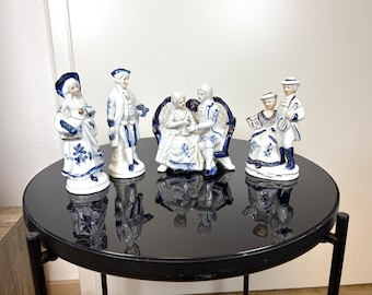 Norleans Japan Figurine Musicians in Blue and White in Victorian