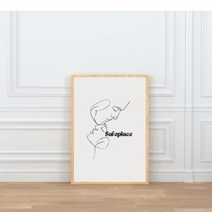 Line Art Poster "Safeplace" – Digital Download 30 x 40 cm | Love & Trust | Minimalist Wall Art Couple