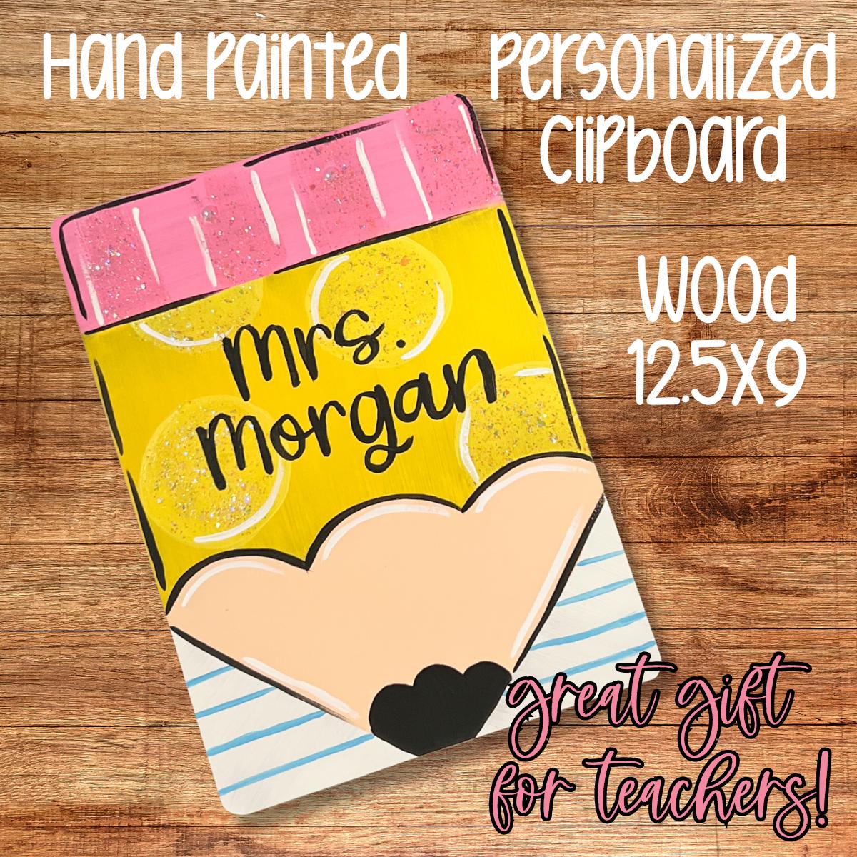 Personalized Teacher Clipboard – Hand-Painted Pencil Design  | Custom Name Gift for Teacher Appreciation