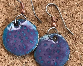 Blue Orchid Dangle Enamel Earrings