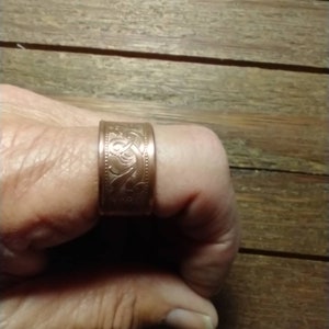 Copper Band Ring with Celtic Floral Pattern Size 9.75