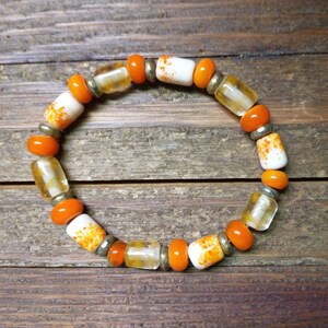 Orange, Honey & Peaches Lampwork Bead Bracelet.