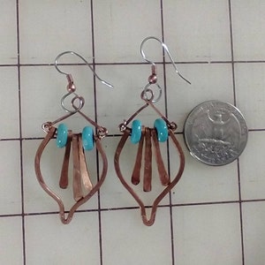 Copper and Turquoise Amphora Vase Dangle Earrings