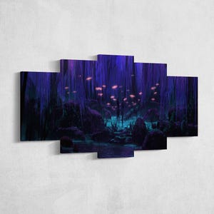 Árbol de las Almas de Avatar, lienzo de pared que brilla en la oscuridad, El Camino del Agua, póster Pandora de la película Avatar, James Cameron, regalo de 5 piezas.