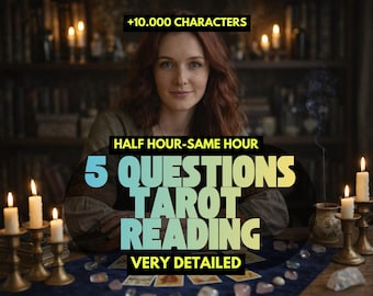 Lettura dei tarocchi personalizzata con 5 domande, molto dettagliata, nella stessa ora, guida sull'amore, lettura dei tarocchi sull'amore, consulenza medium per la lettura dei tarocchi psichica