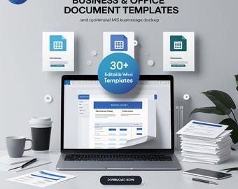 Ultimate Business & Office Document Templates | 30+ Editable MS Word Forms | Digital Download