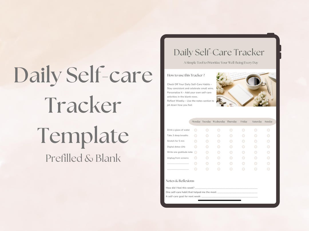 Daily Self Care Tracker | Printable & Canva Template | Habit Tracker ...