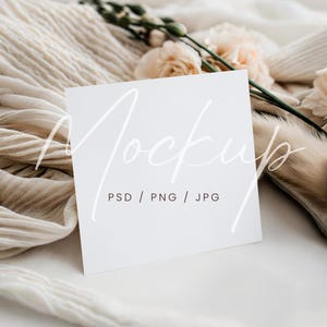 Hochzeitseinladungsmodell, quadratisches Kartenmodell, 5x5-Kartenmodell, neutrales Grußkartenmodell, ästhetisches Postkartenmodell, Boho-Einladungsmodell