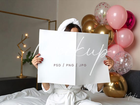 Bridal Shower Newspaper Mockup, Large Newspaper Mockup, A4 Newspaper PSD Mockup, Newsletter Mockup PSD, Wedding Magazine Canva Mockup