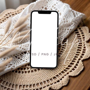 PSD/Canva Phone Screen Mockup, Boho Device Mockup, Smartphone Screen Mockup, Social Media Mockup, Digital Invitation Mockup, iPhone Mockup