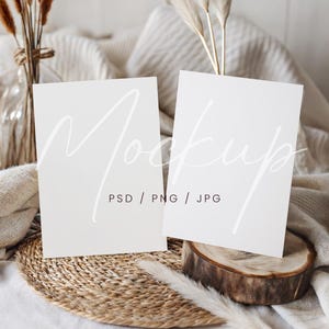 Boho Hochzeitsdoppelseite einladen Mockup, PSD/Canva Doppel einladen Kartenmodell, Hochzeitseinladung Mockup 13x18, Gruß zwei Seiten Kartenmodell