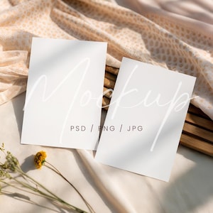 PSD/canva dubbele uitnodigingskaartmodel, 5 x 7 tweezijdige kaartmodel, mockup vrijgezellenfeestuitnodiging, mockup boho-huwelijksuitnodiging, dubbele kaartmodel