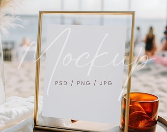 8x10 Gold Frame Mockup, Wedding Table Sign (Digital File)
