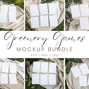 Duschspiele Mockups Bundle, Stationäres Mockup Bundle, Wenige Brautparty Kartenmockup, Mockups für Partyspiele, Babyparty 5x7 Kartenmockup