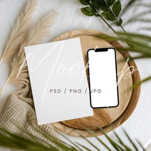 15x18 Karte und iPhone Brautparty Mockup, Hochzeit einladen Karten Mockup, Neutral Einladungskarte & Phone Mockup, Boho iPhone Bildschirm MockUp