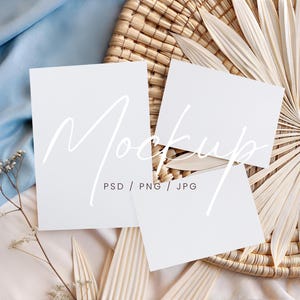 Wedding Card Set Mockup, Boho Invitation Suite Mockup, Baby Shower Suite Invite Mockup, Bridal Party Card Mock Up, Greeteng Cards Mock-Up