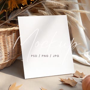 8x10 Bar Menu Mockup PSD, Fall Wedding Table Sign Mockup, Table Number Mockup Canva, Autumn Tabletop Sign Mockup, Bar Sign Mockup