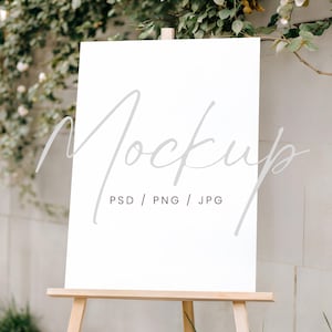 Bridal Shower Sign Mockup, 18x24 Easel Sign Mockup, Rustic Greenery Sign PSD Mock, Wedding Seating Chart Mockup, Spring Birthday Poster Mock