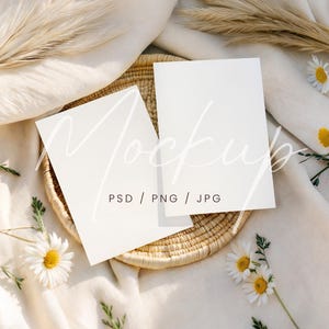 Boho dubbele uitnodigingskaartmodel, PSD/canva-huwelijksuitnodigingmodel, 5 x 7 tweezijdige kaartmodel, neutraal vrijgezellenfeestuitnodigingmodel