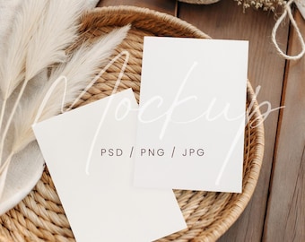 PSD/canva dubbele kaartmodel, 5 x 7 tweezijdige kaartmodel, dubbele uitnodigingskaartmodel, boho-huwelijksuitnodigingmodel, wenskaartmodel