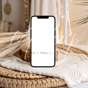 Boho Cellphone Screen Mockup, Neutral iPhone Screen Mockup, Social Media Mockup, Digital Invitation Mockup, Elegant Device Mockup Canva