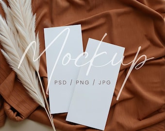 Boho Wedding Menu Mockup, 4x9 Double Sided Menu Mockup, Neutral Stationery Mockup PSD, Event Program Canva Mockup, Birthday Menu Mockup