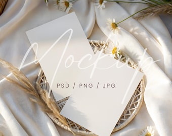 Boho dubbele kaart uitnodigingsmodel, tweezijdig kaartmodel PSD, bruidsdouche/bruiloft/verjaardagsuitnodigingmodel, 5 x 7 tweekaartmodel Canva