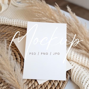 Neutral 5x7 Kartenmockup, Brautparty Einladungskarte Mockup, Hochzeitseinladung Mockup PSD, Canva Einladung MockUp, Boho Grußkarte Mockup