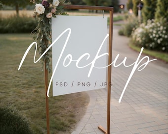 Wedding Welcome Sign Mockup, Editable PSD Canva Template
