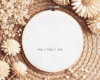 Embroidery Hoop Mockup – Detailed Craft & Cross Stitch Display (PSD+PNG)