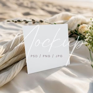 Vierkante kaartmodel, zomerkaartmodel, Boho 5 x 5 PSD-kaartkaartmodel, huwelijksuitnodigingsmodel, 6 x 6 wenskaartmodel, strandkaartmodel