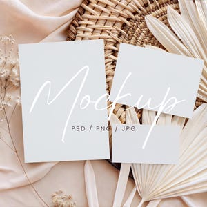 Bridal Shower Suite Invite Mockup, Wedding Card Suite Mockup, Boho Invitation Suite Mockup, Minimalist Wedding Stationary Mockup
