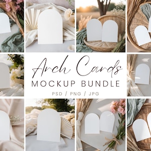 Arch Cards Mockup Bundle, 5x7 Arch Invite Karten Mockups Bundle, Arch Stationäre Mockup Bundle, PSD / Canva Grußkarten Mockup Bundle Set