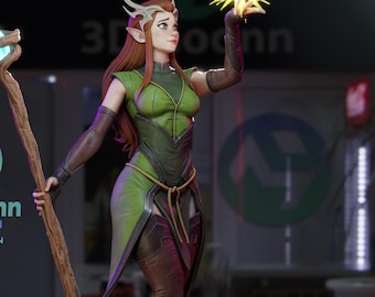 Moonveil Huntress | Resin Model Kit or Painted Figure | 3D Printed Collectible