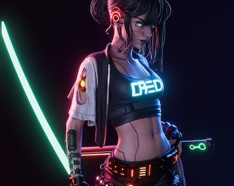 sci fi samurai | PAINTED figure or UNPAINTED kit | 3dprinted COLLECTIBLE