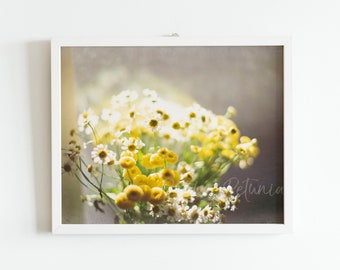 Yellow Window Blossoms Digital Download, Blossoms Print, Chamomile Print, Flower Print, Yellow Flowers, Instant Printable Art