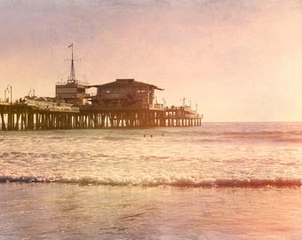 Cali Sunset Swimmers Digital Download, Art Print, Sunset Print, California Pier Print, Sunset Photo, Instant Printable Art