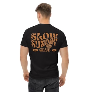 Slow Sunday Club Shirt - Retro Coffee Tee - Minimalist Aesthetic T-Shirt - Cozy Weekend Vibes - Cute Boho Coffee Lover Gift