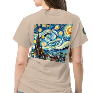 Starry Night Geometric T-Shirt - Van Gogh Inspired Artistic Tee