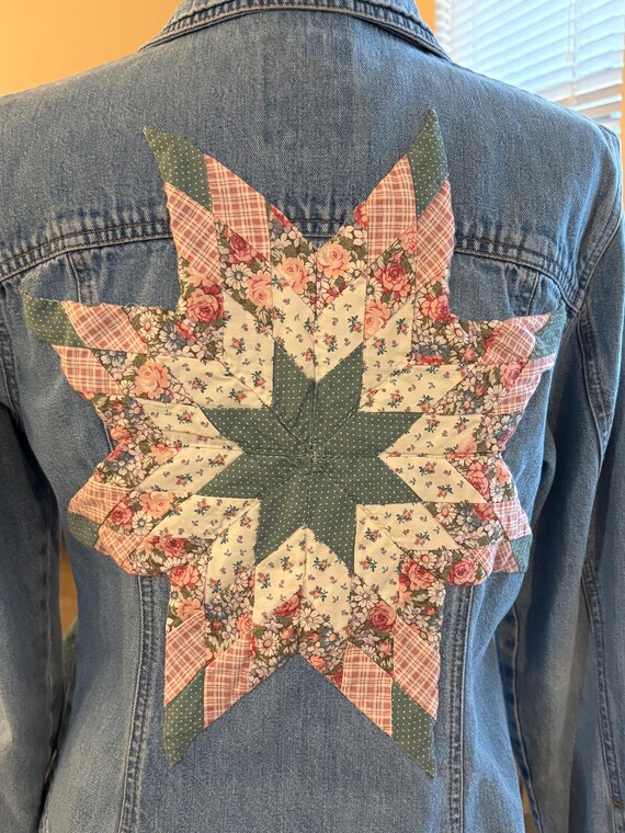 Upcycled Vintage Denim Jacket, Patchwork Quilt Em… - image 8