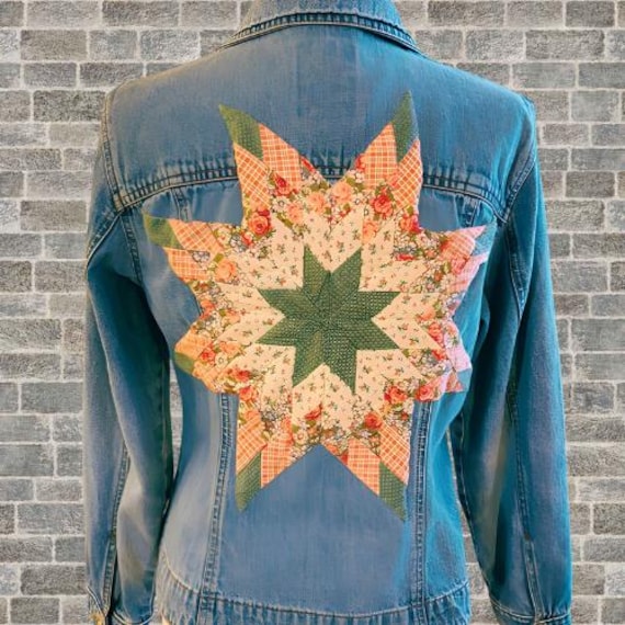 Upcycled Vintage Denim Jacket, Patchwork Quilt Em… - image 9