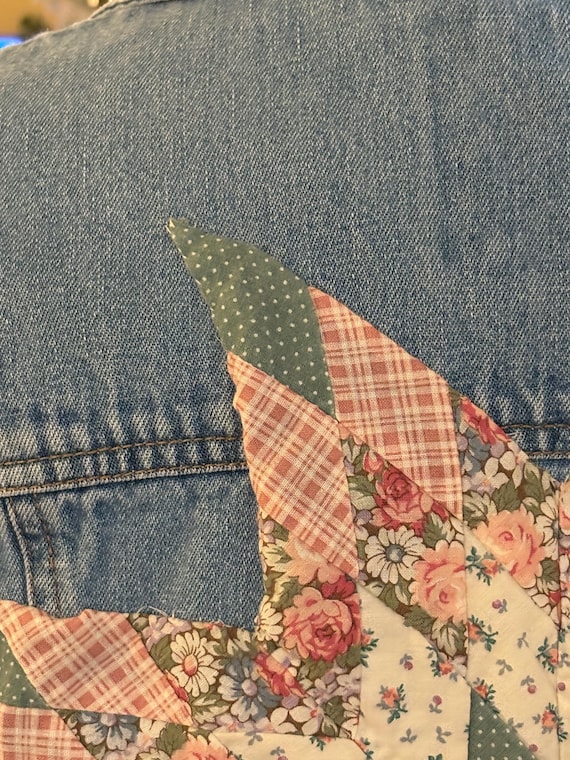 Upcycled Vintage Denim Jacket, Patchwork Quilt Em… - image 7