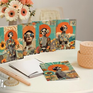 Set of 5 empowering female art greeting cards vintage style collage fashion postcards for women modern artistic birthday card set