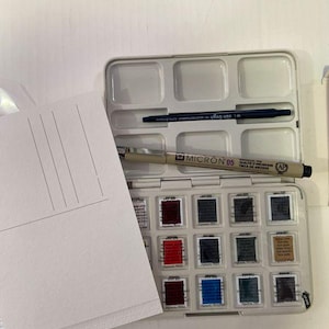 set Aquarelle voyage 12+3 demi godet van gogh, 2 cartes postales et 1 pigma micron 05