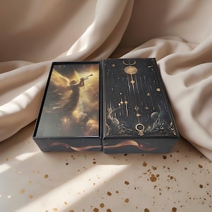 Mazzo di Tarocchi Luce e Oscurità Eterea, Lavoro d'Ombra Gotico Vittoriano, Lamina d'Oro, Divinazione - Carte Oracolo di Arte Celeste, Mazzo di Oracoli Vintage